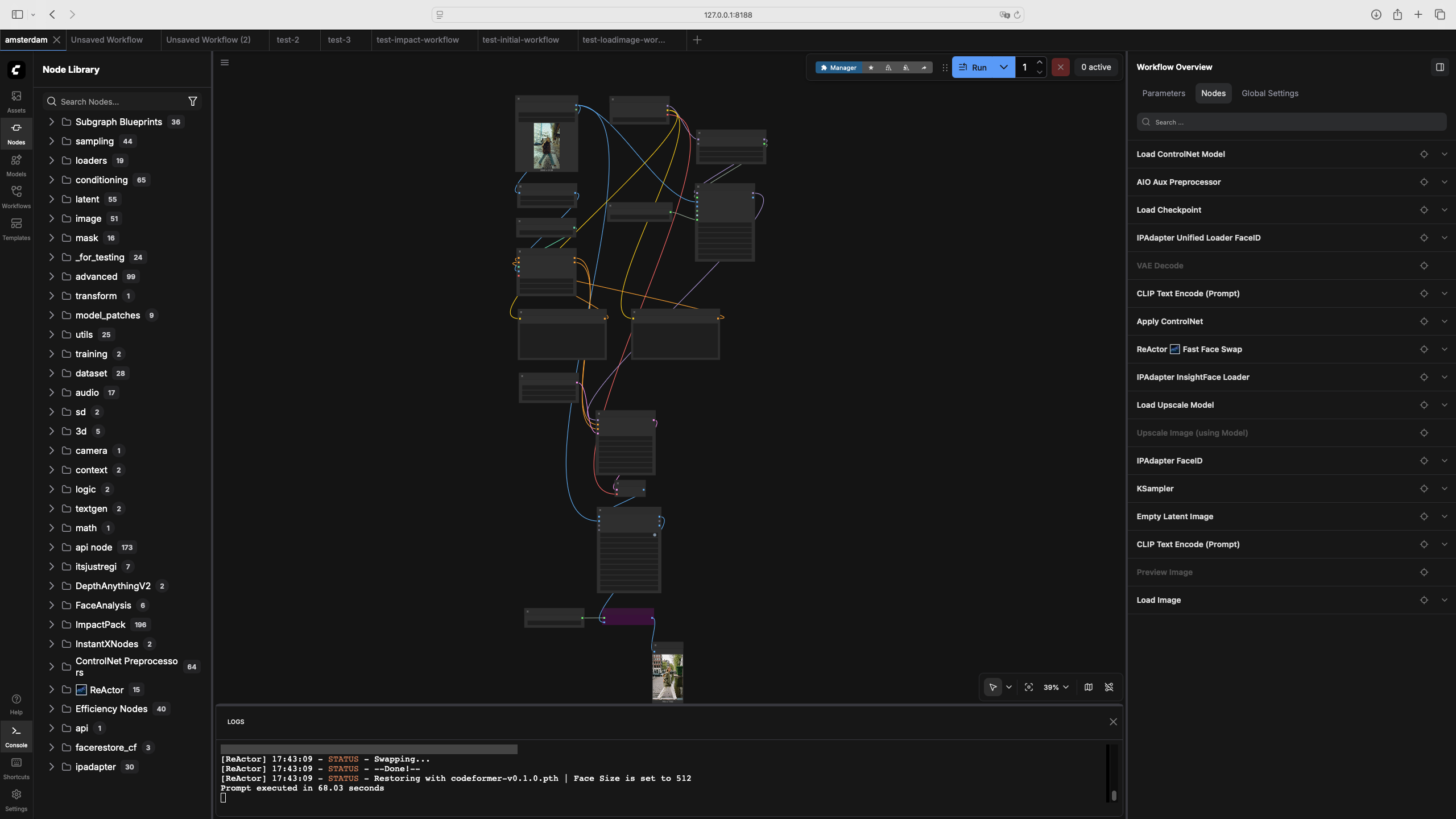 Screenshot of ComfyUI screen with workflow